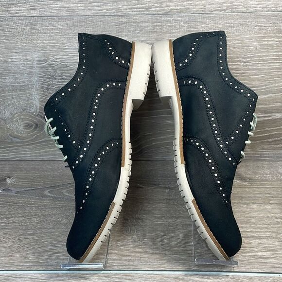 Cole Haan Gramercy Black Leather Women’s Sz 7B Wingtip Lace Up Oxford Shoes - Picture 9 of 10